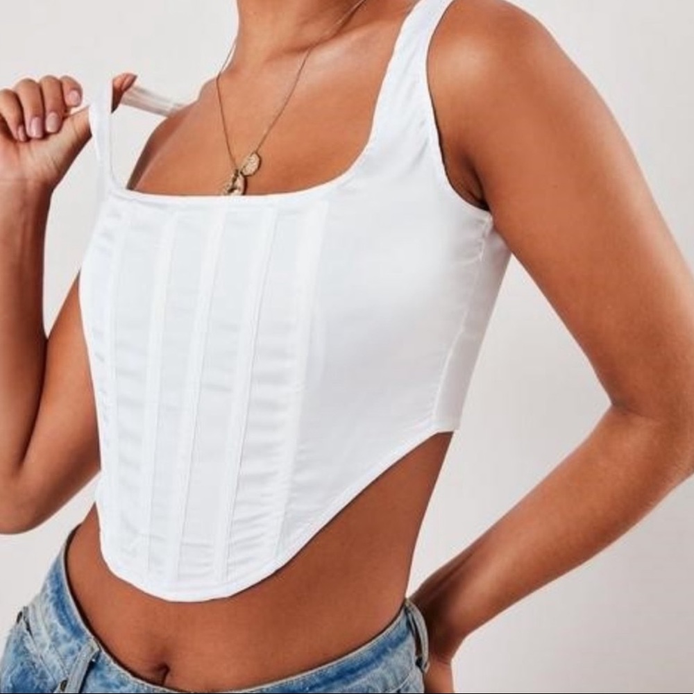 Missguided white satin corset top